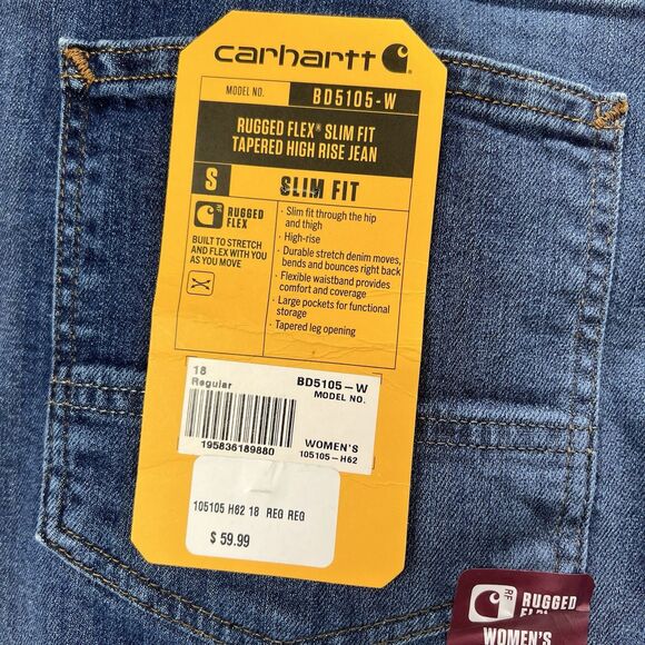 Carhartt Rugged Flex Womens Slim Fit Tapered Jeans Sz 18 NWT 30L - Picture 7 of 7